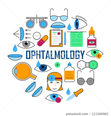 Ophthalmology concept with thin line icons Ophthalmology concept with thin line icons 121300902