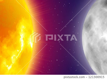 Moon and sun, night sky background, realistic style 121300915