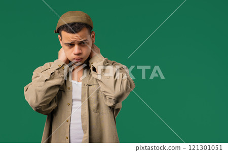 Worried man doing panic despair gesture, like no, I forgot. Disappointed guy feeling sorrow Worried man doing panic despair gesture, like no, I forgot. Disappointed guy feeling sorrow 121301051