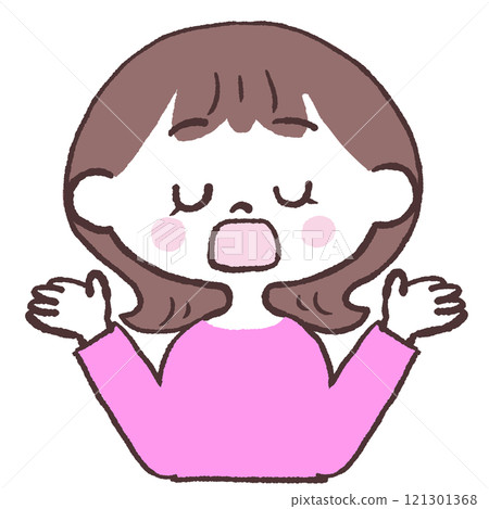 一個舉起手來的女人的插圖 一個舉起手來的女人的插圖 121301368