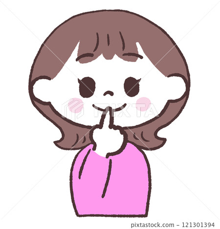 Illustration of a woman with her finger over her mouth 121301394