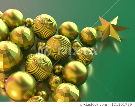 3D illustration of Christmas tree ornaments 121301759