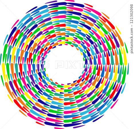 Colorful spiral, swirl, twirl element. Helix, volute and vortex icon, Colorful abstract concentric and radial lines. Spiral, swirl, twirl element 121302098