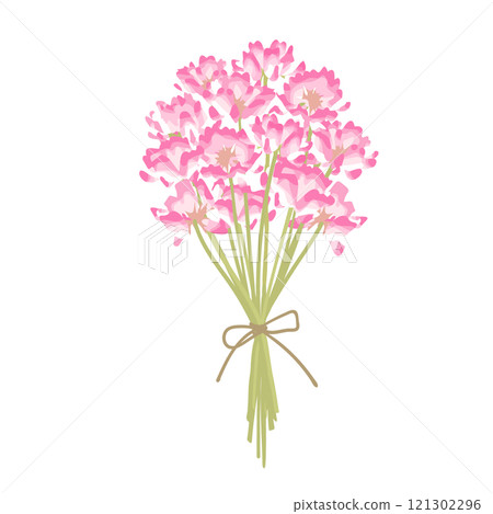 A bouquet of loosely tied lavender flowers - a soft-colored illustration A bouquet of loosely tied lavender flowers - a soft-colored illustration 121302296