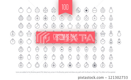 100 Christmas Ball Icons, Happy New Year Brushes 100 Christmas Ball Icons, Happy New Year Brushes 121302733