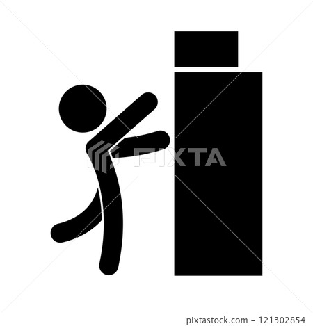 Silhouette of a person trying to reach a high place 121302854