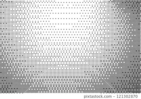 Bitmap pattern background with pixel. Gradient dotted halftone video dither effect. Grunge vintage wallpaper. Vector retro game glitch abstract noise. 121302870