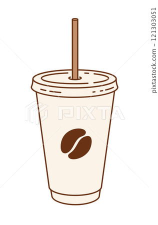 Paper coffee cup with straw 121303051
