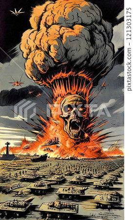 Nuclear War Horror Concept. The end of the world. Apocalypse. Nuclear War Horror Concept. The end of the world. Apocalypse. 121303175