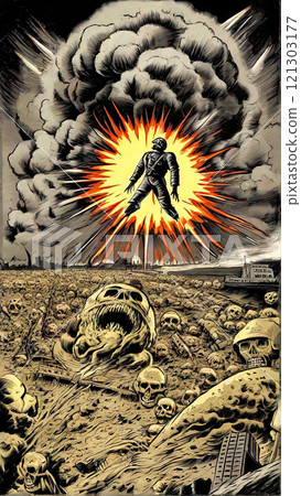 Nuclear War Horror Concept. The end of the world. Apocalypse. 121303177