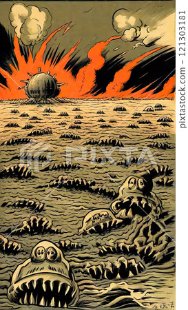 Nuclear War Horror Concept. The end of the world. Apocalypse. Nuclear War Horror Concept. The end of the world. Apocalypse. 121303181