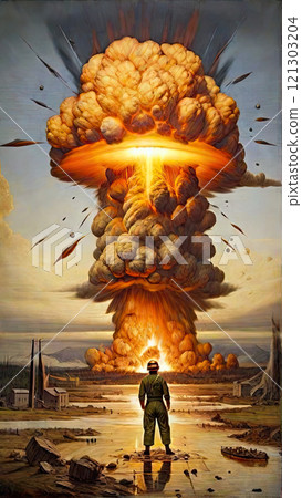 Nuclear War Horror Concept. The end of the world. Apocalypse. Nuclear War Horror Concept. The end of the world. Apocalypse. 121303204