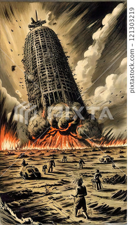 Nuclear War Horror Concept. The end of the world. Apocalypse. Nuclear War Horror Concept. The end of the world. Apocalypse. 121303219