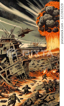 Nuclear War Horror Concept. The end of the world. Apocalypse. Nuclear War Horror Concept. The end of the world. Apocalypse. 121303229