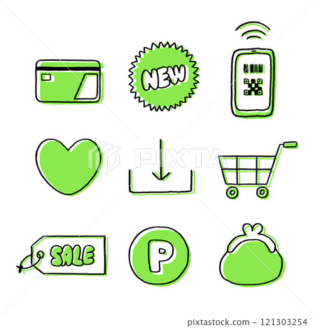 Hand drawn: shopping icons 121303254