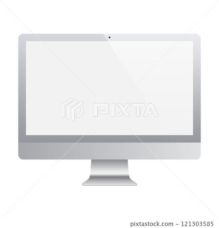 monitor grey color with blank screen isolated on white background. vector illustration 121303585