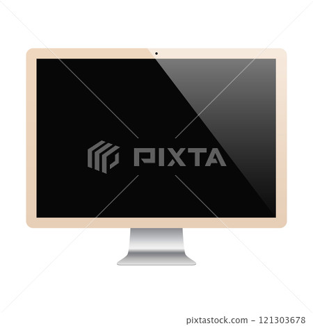 monitor gold color with blank screen isolated on white background. vector illustration monitor gold color with blank screen isolated on white background. vector illustration 121303678