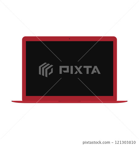laptop red color with blank screen isolated on white background. vector illustration 121303810