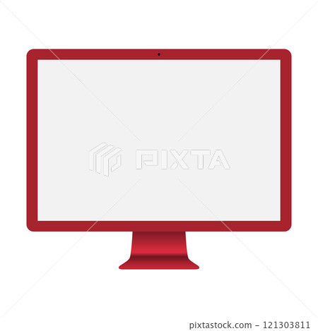 computer red color with blank screen isolated on white background. vector illustration 121303811
