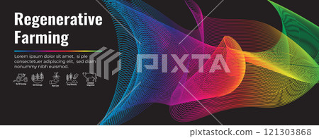 Sustainable Farming Icon Set with Maximize Soil Coverage with Integrate Livestock-Examples for Regenerative Agriculture Icon Set and Web Header Banner 121303868