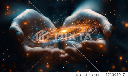 Captivating cosmic creation universe digital art mystical environment close-up view awe-inspiring concept 121303947