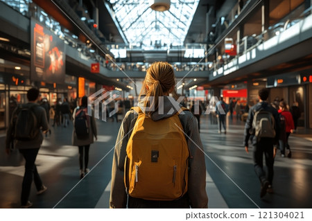 Exploring urban life a solo journey through a busy train station daily commute crowded atmosphere eye-level perspective 121304021
