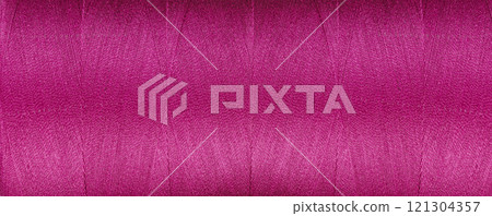 texture of threads for a sewing machine pink colors on a white background 121304357