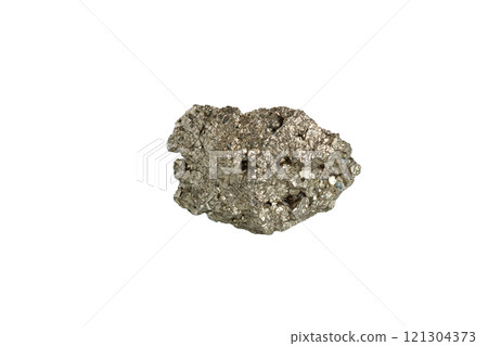 pyrite mineral stone macro on white background pyrite mineral stone macro on white background 121304373
