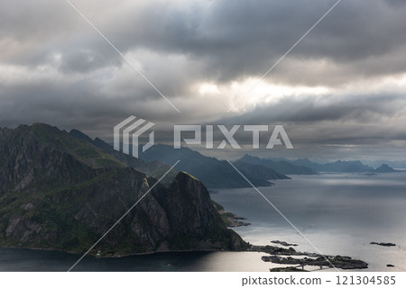 Mountain Landscape in Lofoten, Norway 121304585