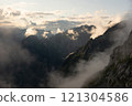 Foggy evening landscape in the Julian Alps in Slovenia 121304586