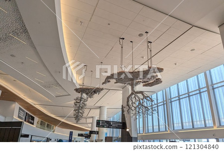 San Francisco, California, USA - 09.22.2024: Inside the terminal of San Francisco International Airport. Interior view of San Francisco International Airport. 121304840