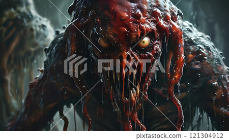 Creepy monster from the dark. Scary illustration. Halloween theme. Creepy monster from the dark. Scary illustration. Halloween theme. 121304912