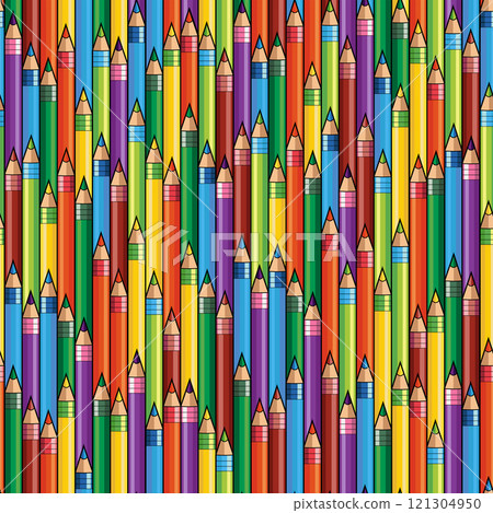 Seamless vector background with multicoloured bright pencils. Background for children's publications, packaging and decoration 121304950