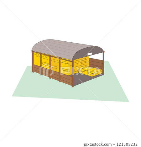 Dutch farm barnyard along canal with windmill grazing cows sheep chicken laying house growing vegetables vector 121305232