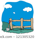 Rustic or farm fence made from natural wooden material realistic vector 121305320