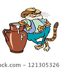 Cute little cat farmer vector illustration 121305326