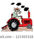 abstract Cute little cow farmer drive tractor vector design 121305328
