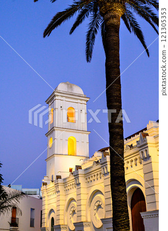 Sunset views of the Church of Santa Catalina in Conil de la Frontera, Cadiz, Spain Sunset views of the Church of Santa Catalina in Conil de la Frontera, Cadiz, Spain 121305353