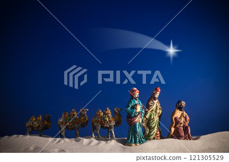 Nativity Scene with Wise Men 121305529