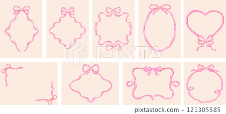 Vintage retro bows frames collection. Prints, greeting cards, wedding and birthday party 121305585