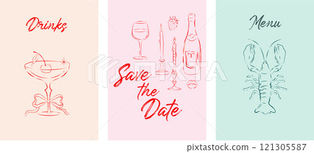 Vintage style cards, template for greeting cards, wedding, Valentines day cards and birthday party Vintage style cards, template for greeting cards, wedding, Valentines day cards and birthday party 121305587