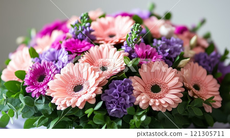 pink and purple flowers 121305711