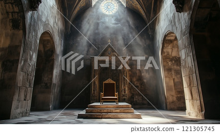 Throne in the castle. Throne in medieval castle Throne in the castle. Throne in medieval castle 121305745