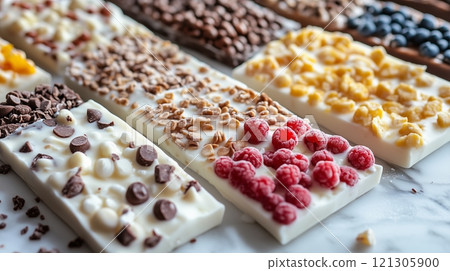 Protein-Rich Yogurt Bark A Frozen Treat with Creamy Yogurt and Various Toppings 121305900