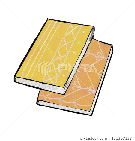 Hand-drawn cartoon, handmade cute yellow book Hand-drawn cartoon, handmade cute yellow book 121307138