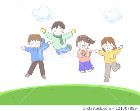 孩子們在地上跳躍 孩子們在地上跳躍 121307889