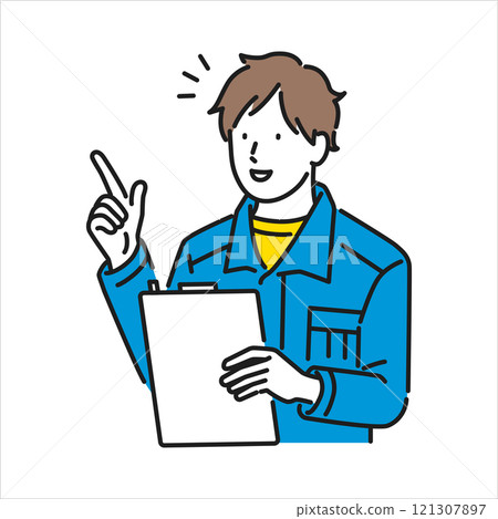 Illustration material: A young male worker explaining to a contractor 121307897