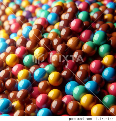 一大堆五顏六色的巧克力球 一大堆五顏六色的巧克力球 121308172