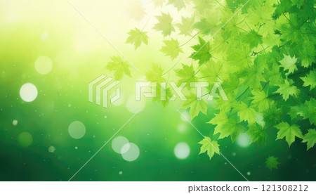 AI image: Fresh green maple leaves 121308212