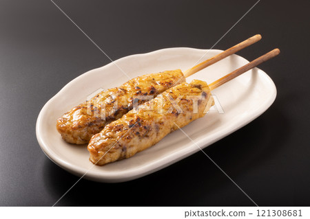 Beef tongue meatball skewers 121308681